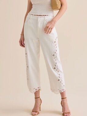 Altar’d State Eyelet Detail Cropped Denim Jeans